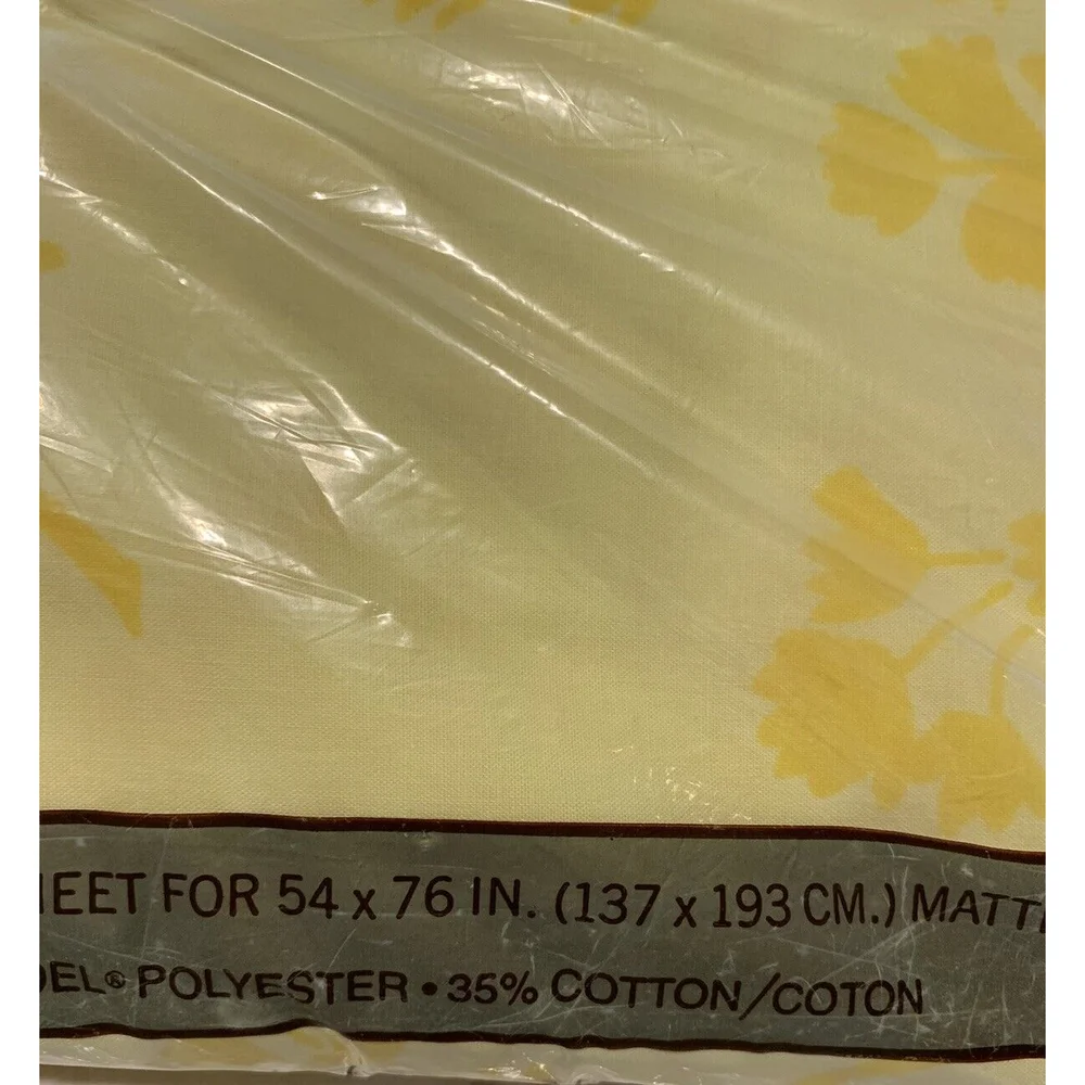 Vtg Springmaid No Iron Percale Double Full Fitted Sheet Yellow Butterfly NEW NOS